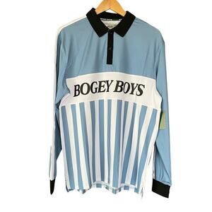 Bogey Boys Polo Shirt Striped Long Sleeve Golf Size Medium NEW